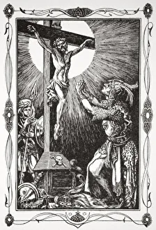 King Arthur Illustration Prints: The conversion of Sir Palamides, 1905. Artist: Dora Curtis