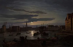 Copenhagen Harbor by Moonlight, 1846. Creator: Johan Christian Dahl Copenhagen Harbor by Moonlight, 1846. Creator: Johan Christian Dahl