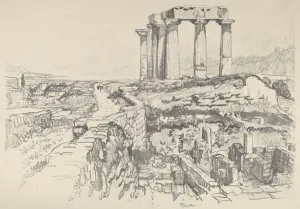 Corinth, towards the Gulf, 1913. Creator: Joseph Pennell Corinth, towards the Gulf, 1913. Creator: Joseph Pennell