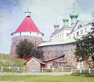 Russian Orthodox Architecture Prints: Corner tower of the Trinity Cathedral in the Solovetsky Monastery