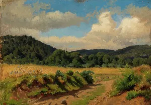 Finnish Countryside Scenery Prints: Cornfield at the edge of the forest, exercise, 1854. Creator: Werner Holmberg
