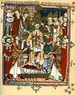 Images Dated 25th June 2007: Coronation of a king, early 14th century, (1893)