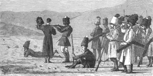 Henry Walter Bates Illustrations Prints: Cossack's at shooting practice; The Caucasus, 1875. Creator: Unknown