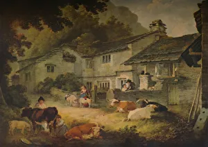Cottage Scenery with Cattle, at Ambleside, 1803. Artist: Julius Caesar Ibbetson Cottage Scenery with Cattle, at Ambleside, 1803. Artist: Julius Caesar Ibbetson