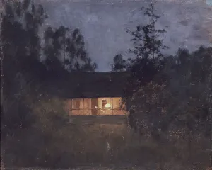 Country house at the twilight, 1890s. Artist: Levitan, Isaak Ilyich (1860-1900) Country house at the twilight, 1890s. Artist: Levitan, Isaak Ilyich (1860-1900)