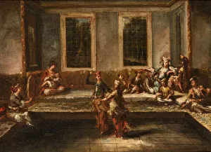 Venetian School Fine Art Images Prints: Couple dancing in the harem