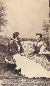 19th Century Couple on a Settee Print, 1860s