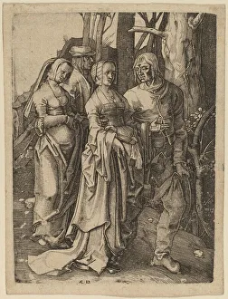 The Two Couples in the Forest Print by Hieronymous Wierix