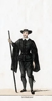 Court usher, costume design for Shakespeares play, Henry VIII, 19th century Court usher, costume design for Shakespeares play, Henry VIII, 19th century