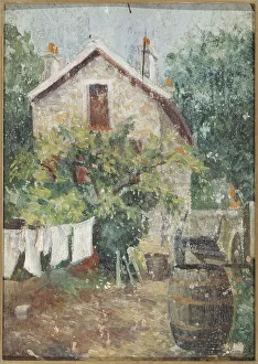 Courtyard with Clothes Drying Print, c1900