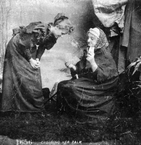 Black And White Stereoscope Images Prints: Crossing Her Palm