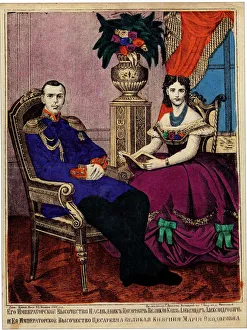 Crowne prince Alexander Alexandrovich with Princess Maria Feodorovna, 1866. Artist: Anonymous Crowne prince Alexander Alexandrovich with Princess Maria Feodorovna, 1866. Artist: Anonymous