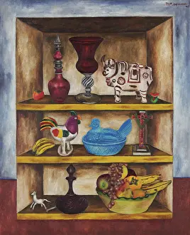 Prints of The Cupboard, 1947. Found in the Collection of Colección Blaisten, Mexico Related Prints: Print of a woman standing in front of a wooden cupboard, 1947