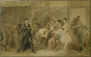 Behind the curtain in the serf theatre. Artist: Trutovsky, Konstantin Alexandrovich (1826-1893) Behind the curtain in the serf theatre. Artist: Trutovsky, Konstantin Alexandrovich (1826-1893)