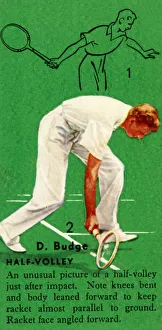 Tennis Court Action Shots Prints: D. Budge - Half-Volley, c1935. Creator: Unknown