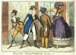 British Caricature Prints: Dandy Pickpockets Diving, published December 2, 1818. Creator: Isaac Robert Cruikshank