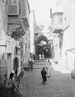 Black And White Building Exterior Prints: David St. Jerusalem, between c1915 and c1920. Creator: Bain News Service