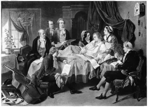 The Deathbed of Mozart, 1791 (late 19th century) The Deathbed of Mozart, 1791 (late 19th century)