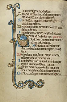 Flemish Illuminated Manuscripts Prints: Decorated Initial E; Psalter, mid-1200s. Creator: Unknown