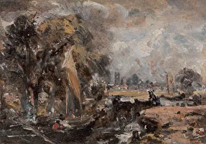 John Constable Oil Paintings Prints: Dedham Lock, between 1819 and 1820. Creator: John Constable