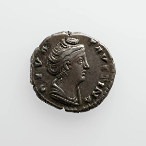 Ancient Roman Female Portraits Prints: Denarius with Faustina the Elder, after 141. Creator: Unknown