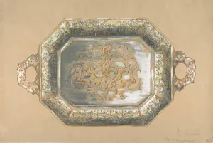 French Heritage Art Pieces Prints: Design for an Embossed Silver Platter, 19th century. Creator: Anon