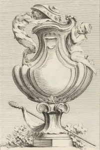 Design for a vase with a faun and a nymph, from Livre de Vases (Book of Vases), plate 1 Design for a vase with a faun and a nymph, from Livre de Vases (Book of Vases), plate 1