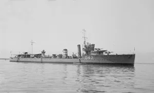 Royal Navy Destroyer Prints: The destroyer HMS Windsor at anchor, 1929. Creator: Kirk & Sons of Cowes