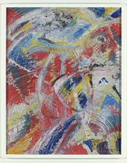 Abstract Oil Paintings Prints: Development of a Theme in Red: Carnival, 1914. Creator: Jules Schmalzigaug