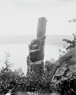 Black And White Lake Scene Prints: Devil's Lake, Wis. c1898. Creator: Unknown