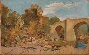 Oil On Paper Artworks Prints: Devonshire Bridge with Cottage, 1813. Artist: JMW Turner