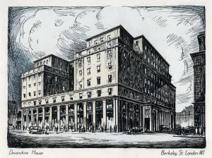 London Cityscape 20th Century Prints: Devonshire House, Berkeley Street, London, c1910-1929(?)