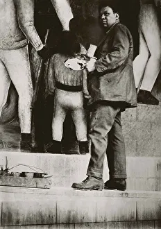Silver Gelatin Photography Prints: Diego Rivera creates a mural, c1924-1925. Creator: Modotti; Tina (1896-1942)