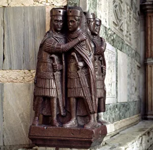 Diocletian (245-313), Roman emperor (284-305), porphyry sculpture outside of San Marco in Diocletian (245-313), Roman emperor (284-305), porphyry sculpture outside of San Marco in