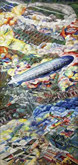 Soviet Union Fine Art Images Prints: Dirigible, 1933. Creator: Kuptsov, Vasili Vasilyevich (1899-1935)