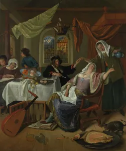 Prints of The Dissolute Household, ca. 1663-64 Jan Steen Prints: Jan Steen's The Dissolute Household Print, 1663-64