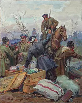 WWI Battlefield Scene Prints: The distribution of Easter presents at the front