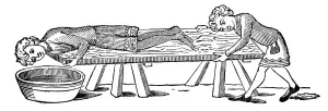 Print of a man ducking for apples