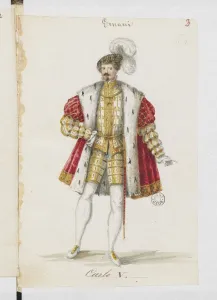 Don Carlos. Costume design for the opera Ernani by Giuseppe Verdi, 1845 Don Carlos. Costume design for the opera Ernani by Giuseppe Verdi, 1845