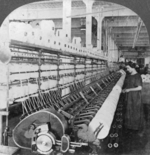 Stereoscopic Card Photography Prints: Doubling frame in a large woollen mill