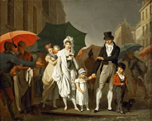 Young Woman In Rain Prints: The Downpour, ca 1805
