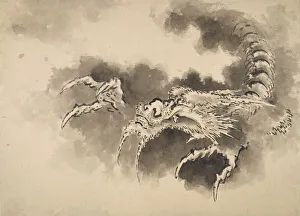 Katsushika Hokusai Masterpiece Prints: Dragon emerging from clouds, Edo period, 19th century. Creator: Hokusai