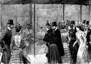 Prints of The Duke and Duchess of York at the Agricultural Show, Portsmouth: visiting the apiary, 1898. From Sketches by our Special Artist, Mr. Melton Prior Portsmouth Prints: Print of the Duke and Duchess of York at an apiary
