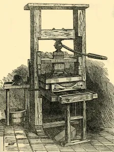 Cassell Company Ltd Prints: Duplicate of Franklins Press, (1881). Creator: Unknown