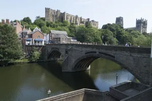 Prints of The World Heritage Site of the 11th century Romanesque Durham Cathedral and bridge overlooking the River Wear, Durham City, County Durham, north east England Durham Castle And Cathedral Prints: Durham Cathedral and Bridge Print, 2006