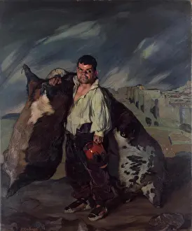Prints of Dwarf Gregorio, 1908. Man carrying an enormous wineskin Ignacio Zuloaga Prints: Dwarf Gregorio Print, 1908