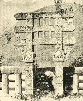 East Gate of the Great Stupa of Sanchi, 1890. Creator: Unknown East Gate of the Great Stupa of Sanchi, 1890. Creator: Unknown