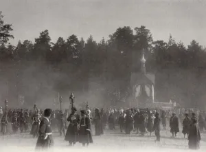 Monochrome Artwork Prints: Easter Procession Print, Sarov Monastery, Russia 1903
