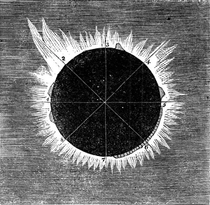 Black And White Astronomy Art Prints: The Eclipse of the Sun on July 18 in Spain - the eclipse as seen by Mr