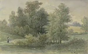 Rural Life Artwork Prints: Edge of the forest with stream, c1882. Creator: Jacob Hoffmann